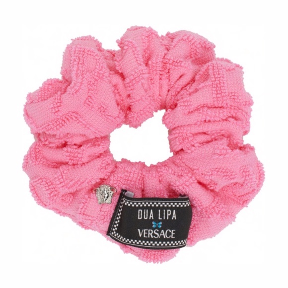 NEW Versace Dua Lipa Allover Towel Scrunchie Flamingo - Picture 1 of 13